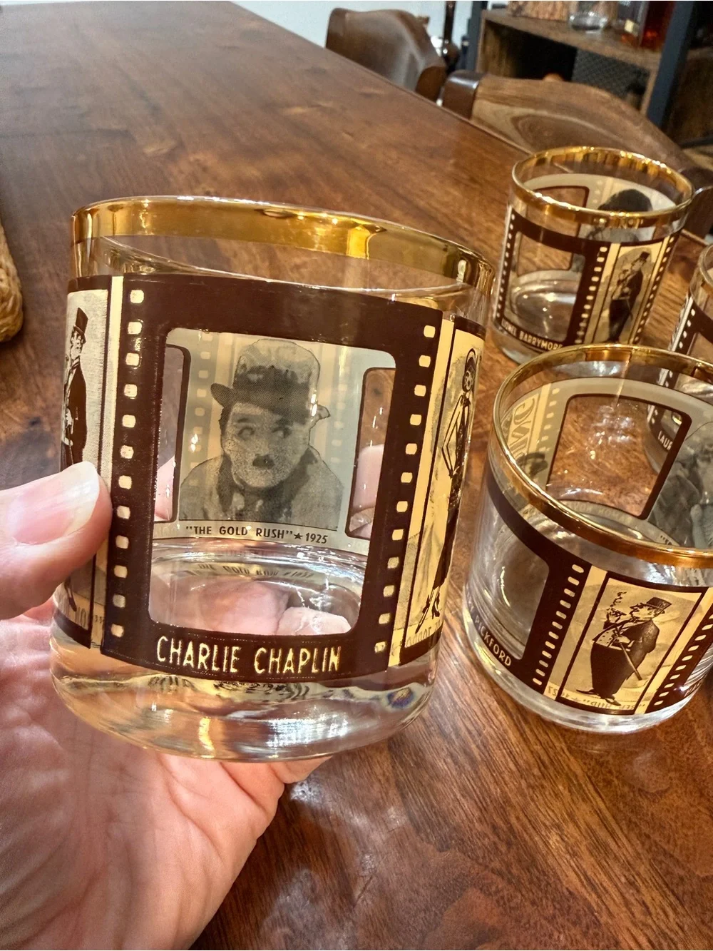 Roaring Twenties Glass Tumbler Set in Gold and Brown